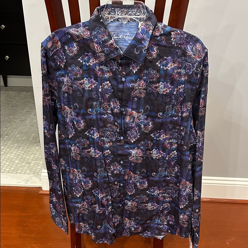 Robert Graham Dark Navy Floral Paisley Button-Up Shirt